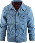 Mens Flannel Lined Denim Jacket Snap Cowboy Cut Western Classic Slim Fit Vintage Heavy Duty Jacket Trucker Coat - Image 2