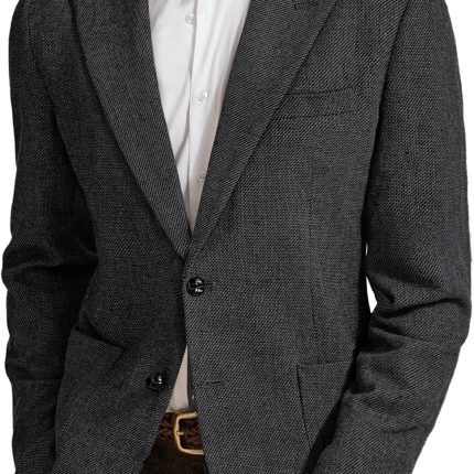 Mens Herringbone Blazer Vintage Tweed Wool Blend  Coat Jacket
