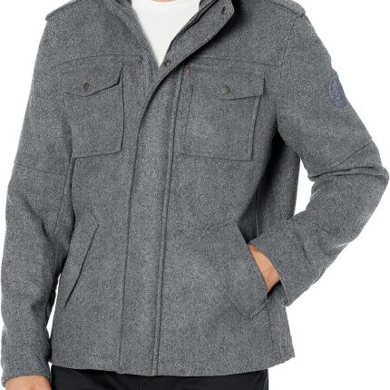 Men's Wool Blend Hooded Military Jacket (Regular & Big & Tall Sizes)